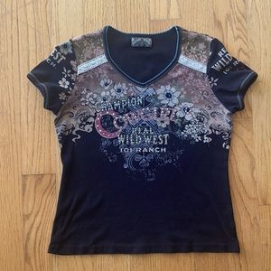 Vanilla Sugar Cowgirl graphics shirt with Rhinestones.